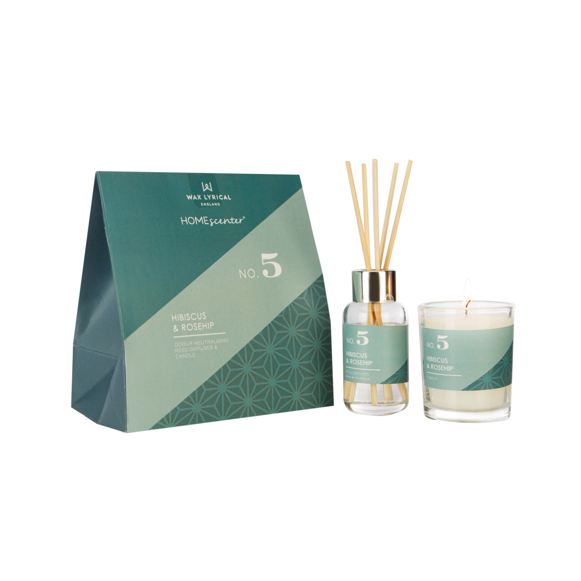 HomeScenter No. 5 Hibiscus and Rosehip Reed Diffuser and Candle Gift Set image number null